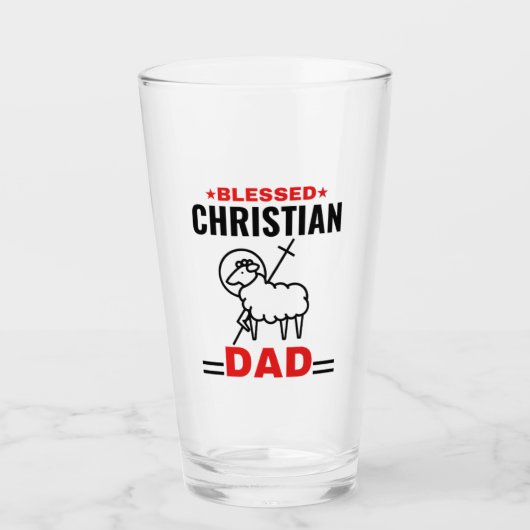 Gezegend Christelijk Pap Glass Cup Glas (Voorkant)