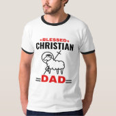 Gezegend Christelijk Papa Basic Ringer T-shirt (Voorkant)