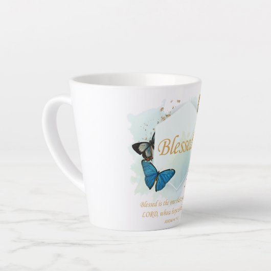 Gezegend - Christelijke geloofsovertuiging voor vr Latte Mok (Linkerhoek)