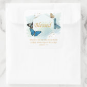 Gezegend - Christelijke geloofsovertuiging voor vr Vierkante Sticker (Tas)