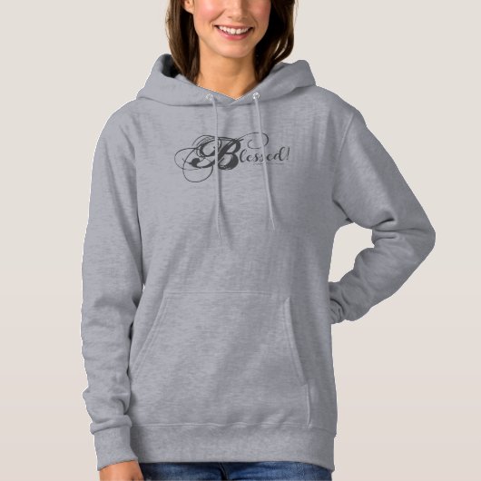 Gezegend! Dames Hoodie (Grijs/Charcoal) (Voorkant)