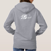 Gezegend! Dames Hoodie (grijs/wit) (Achterkant)