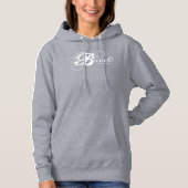 Gezegend! Dames Hoodie (grijs/wit) (Voorkant)