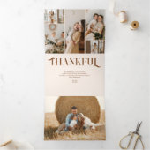 Gezegend dankbaar 18 Foto Fancy Thanksgiving Drieluik Wenskaart (Binnen)