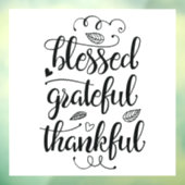 gezegend dankbaar bedankt Window Cling Raamsticker (Vel 3)