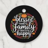 Gezegend Dankbaar Familie Thanksgiving Diner Bedankjes Labels (Voorkant)