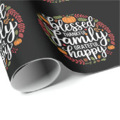 Gezegend Dankbaar Familie Thanksgiving Diner Cadeaupapier (Rol Hoek)