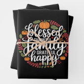 Gezegend Dankbaar Familie Thanksgiving Diner Inpakpapier Vel (In situ)