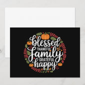 Gezegend Dankbaar Familie Thanksgiving Diner Kaart (Voorkant / Achterkant)