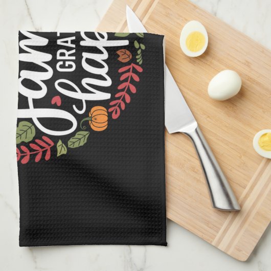 Gezegend Dankbaar Familie Thanksgiving Diner Theedoek (Quarter Fold)