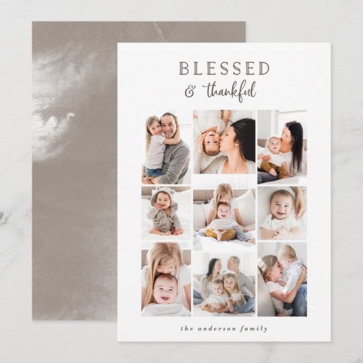 Gezegend & dankbaar multi foto vakantie kaart (Voorkant / Achterkant)