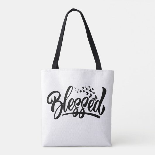 Gezegend dankbaar voor Gods gunst Tote Bag (Achterkant)