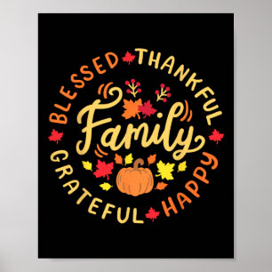 Gezegend dankbare familie Thanksgiving Poster