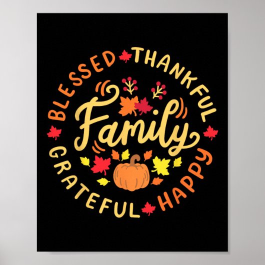 Gezegend dankbare familie Thanksgiving Poster (Voorkant)