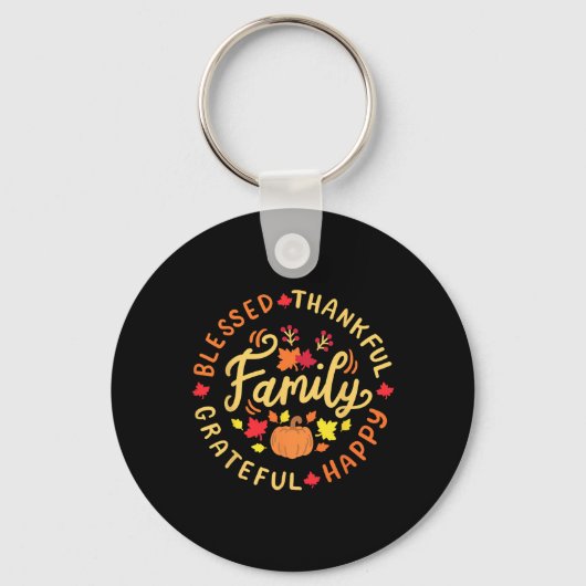 Gezegend dankbare familie Thanksgiving Sleutelhanger (Voorkant)