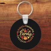 Gezegend dankbare familie Thanksgiving Sleutelhanger (Voorkant)