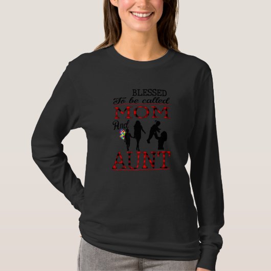 Gezegend dat ze moeder en tante Buffalo Plaid Mo h T-shirt (Voorkant)