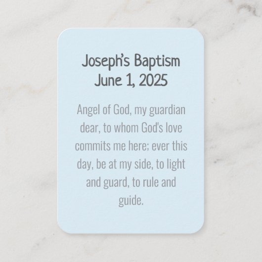 Gezegend doopgebed Kaart Contactkaartje (Achterkant)