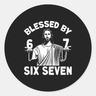 Gezegend Door 6 7 Jezus 67 Meme Christelijk Zes Ze Ronde Sticker