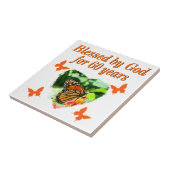 GEZEGEND DOOR GOD 60E VERJAARDAG VLINDER ONTWERP TEGELTJE (Zijkant)