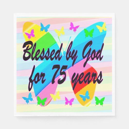 GEZEGEND DOOR GOD 75E VERJAARDAG FEEST SERVETTEN (Voorkant)