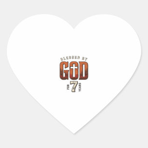 Gezegend door God 7 Jaar Vintage Christelijk T-shi Hart Sticker