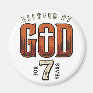 Gezegend door God 7 Jaar Vintage Christelijk T-shi Magneet