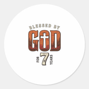 Gezegend door God 7 Jaar Vintage Christelijk T-shi Ronde Sticker