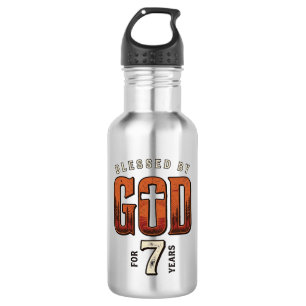 Gezegend door God 7 Jaar Vintage Christelijk T-shi Waterfles