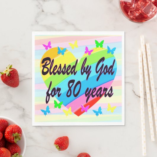 GEZEGEND DOOR GOD 80E VERJAARDAG PAPIEREN FEESTJES SERVET (Insitu)