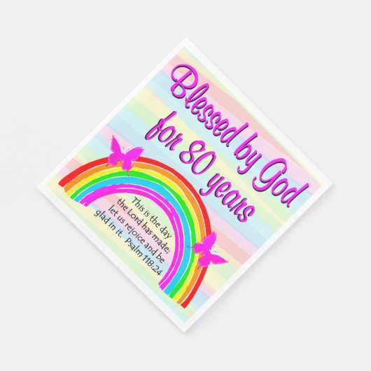 GEZEGEND DOOR GOD 80E VERJAARDAG SERVETTEN (Hoek)