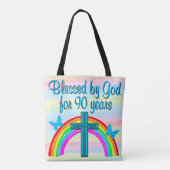 GEZEGEND DOOR GOD 90E VERJAARDAG CANVAS TAS (Achterkant)