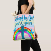 GEZEGEND DOOR GOD 90E VERJAARDAG CANVAS TAS (Dichtbij)
