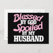 Gezegend door GOD, bedorven door mijn man Briefkaart (Voorkant / Achterkant)