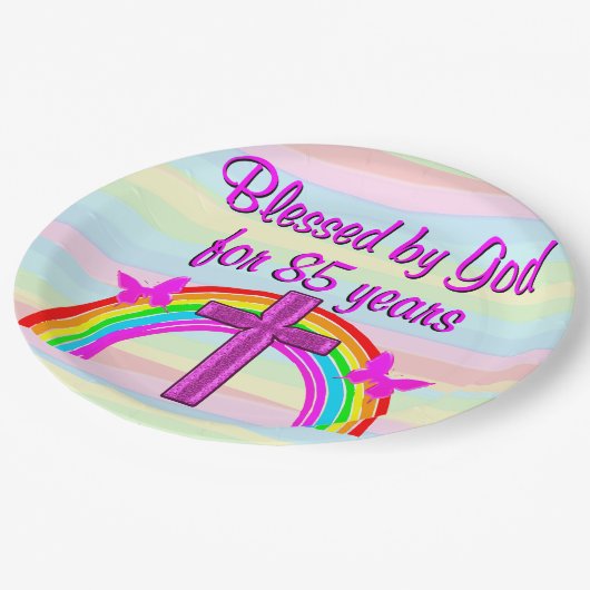 GEZEGEND DOOR GOD CHRISTELIJK 85E VERJAARDAG BORDE PAPIEREN BORDJE (Gekanteld)