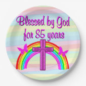 GEZEGEND DOOR GOD CHRISTELIJK 85E VERJAARDAG BORDE PAPIEREN BORDJE (Voorkant)