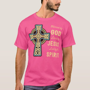 Gezegend door God Geliefd bij Jezus Keltische krui T-shirt