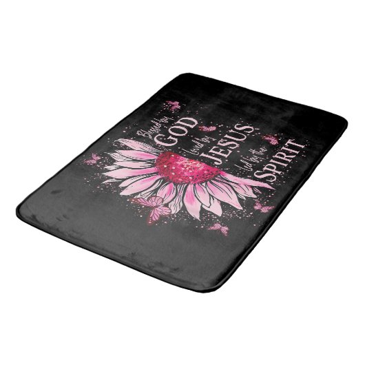 Gezegend door God - Geliefd bij Jezus Roze Zonnebl Badmat (Gekanteld)