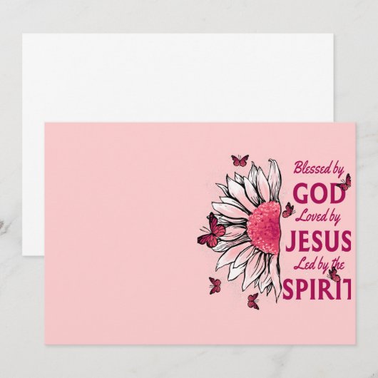 Gezegend door God - Geliefd bij Jezus Roze Zonnebl Bedankkaart (Voorkant / Achterkant)