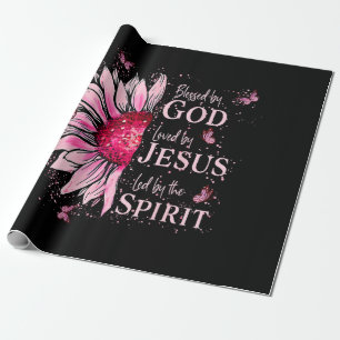 Gezegend door God - Geliefd bij Jezus Roze Zonnebl Cadeaupapier
