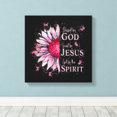 Gezegend door God - Geliefd bij Jezus Roze Zonnebl Canvas Afdruk (Insitu (Houten vloer))