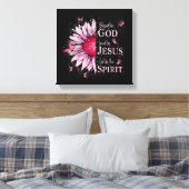 Gezegend door God - Geliefd bij Jezus Roze Zonnebl Canvas Afdruk (Insitu (Slaapkamer))