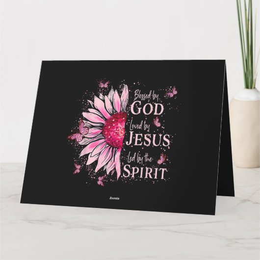 Gezegend door God - Geliefd bij Jezus Roze Zonnebl Kaart (Achterkant)