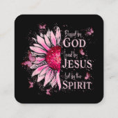 Gezegend door God - Geliefd bij Jezus Roze Zonnebl Vierkante Visitekaartje (Achterkant)