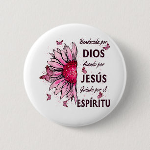 Gezegend door God Geliefd door Jezus Ronde Button 5,7 Cm