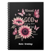 Gezegend door God Geliefd door Jezus Roze Zonneblo Notitieboek (Voorkant)