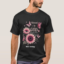 Gezegend door God Geliefd door Jezus Roze Zonneblo T-shirt