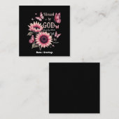 Gezegend door God Geliefd door Jezus Roze Zonneblo Vierkante Visitekaartje (Voorkant / Achterkant)