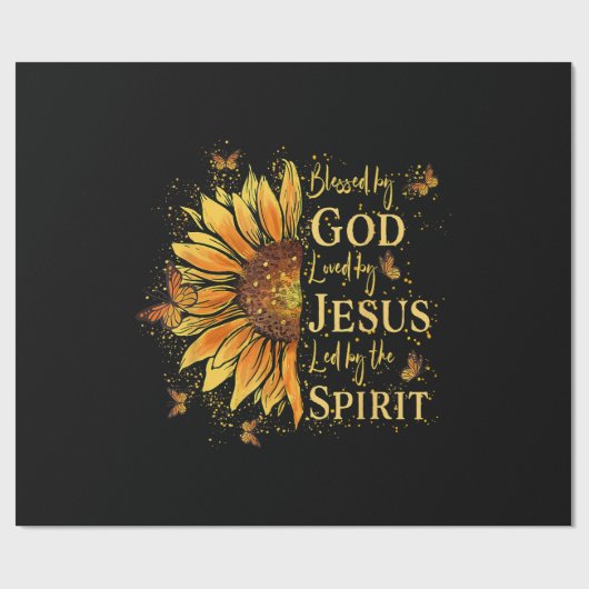 Gezegend door God - Geliefd door Jezus, Zonnebloem Cadeaupapier (Vlak)