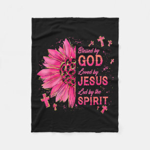 Gezegend door God Geliefd door Jezus Zonnebloem Ch Fleece Deken